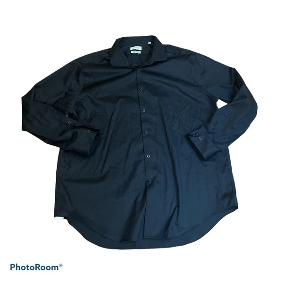 CALVIN KLEIN infinite non iron slim fit black button down shirt mens size 18.5 - Picture 1 of 7